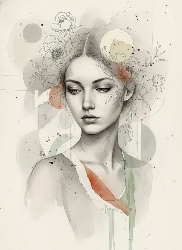 Melancolía Floral - Arte Mixto Contemporáneo