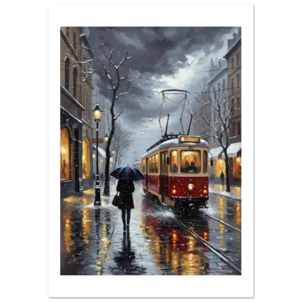 Noche de Tranvía lámina impresa decorativa