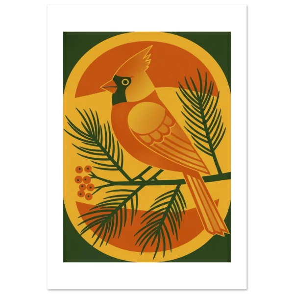 Pájaro de Invierno Dorado lamina impresa decorativa