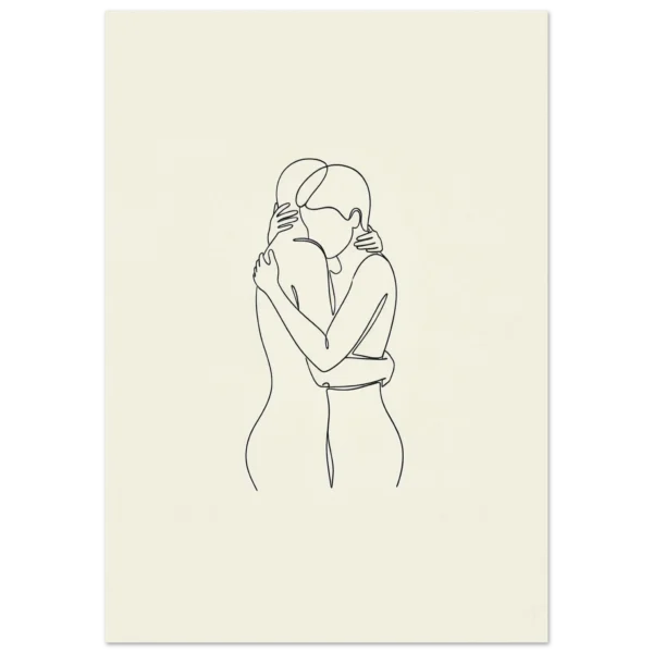 Abrazo Line Art Pareja lámina decorativa impresa