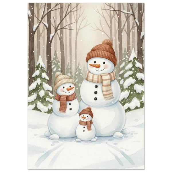 Familia de Nieve lámina impresa decorativa