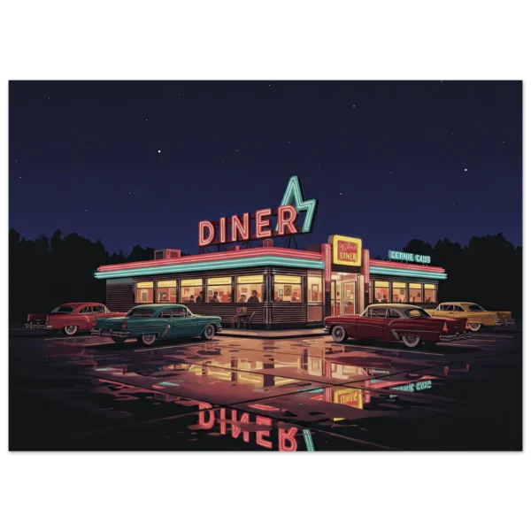 Neon Diner Night lámina decorativa impresa