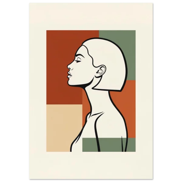 Retrato Femenino Contemporáneo lámina impresa decorativa