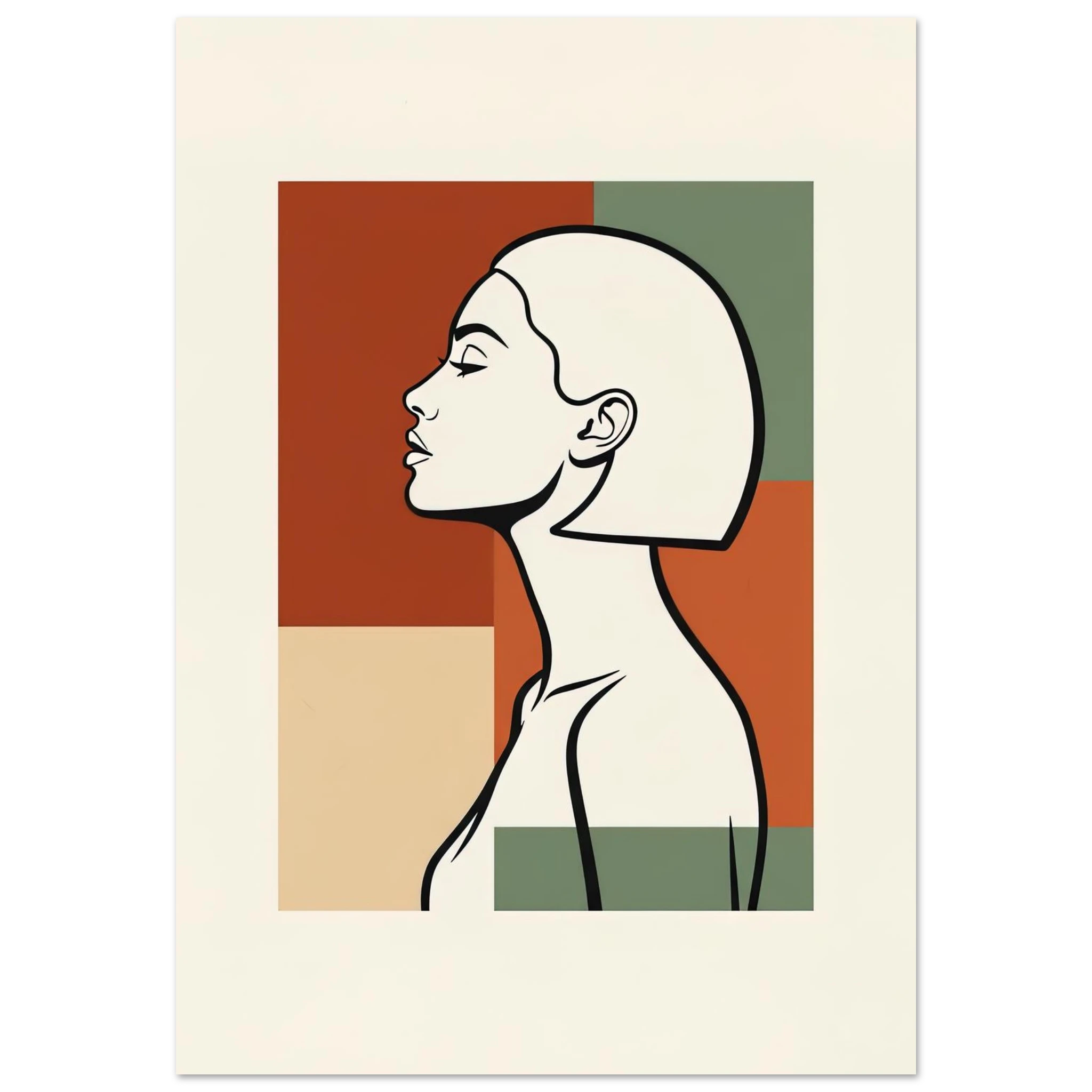 Retrato Femenino Contemporáneo lámina impresa decorativa