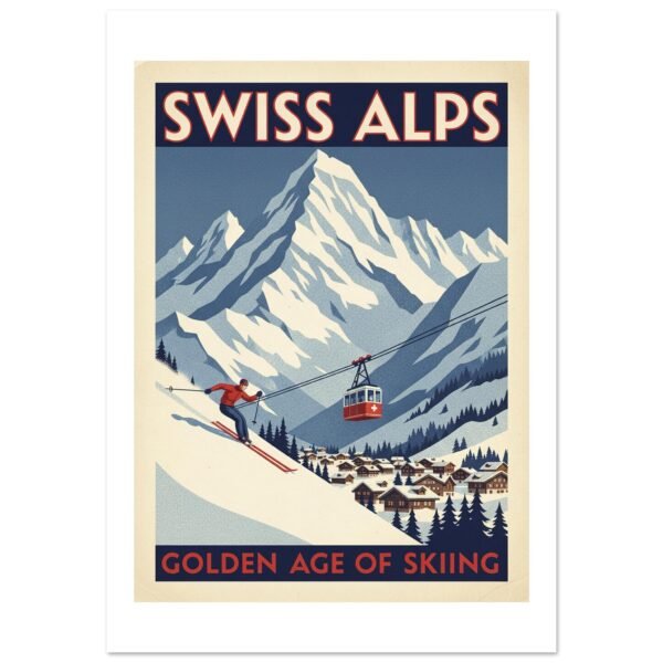 ALPES SUIZOS - Estación de Esquí lámina imresa decorativa