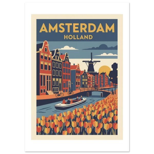 AMSTERDAM - Canales y Tulipanes lámina impresa decorativa