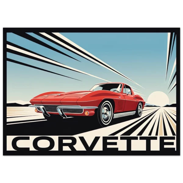 Red Corvette lámina impresa decorativa