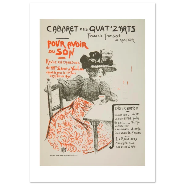 Program of the revue ‘Pour avoir du son’ by the Parisian cabaret Quat ‘Z’ Arts from February 1896. (1897) lámina decortiva