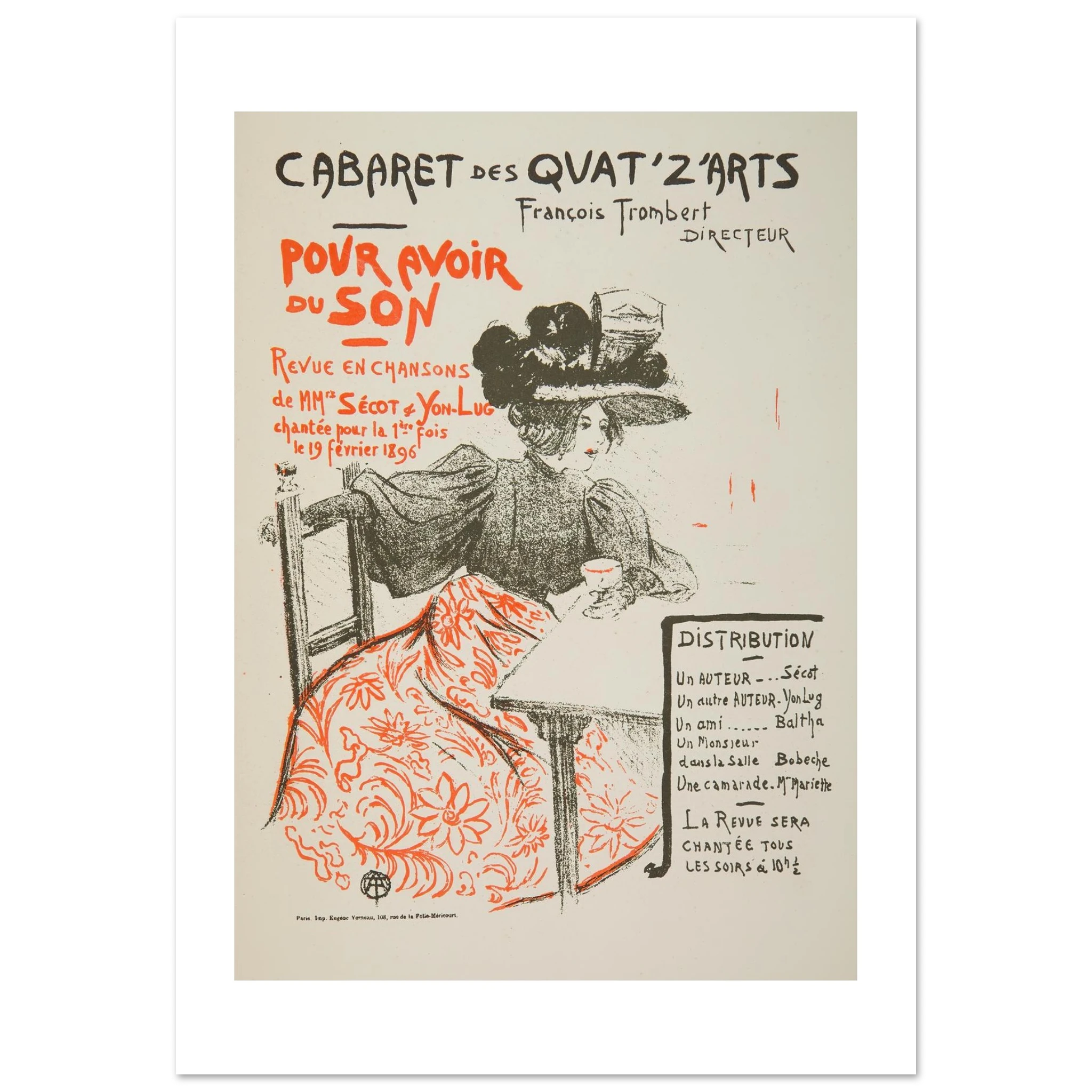 Program of the revue ‘Pour avoir du son’ by the Parisian cabaret Quat ‘Z’ Arts from February 1896. (1897) lámina decortiva