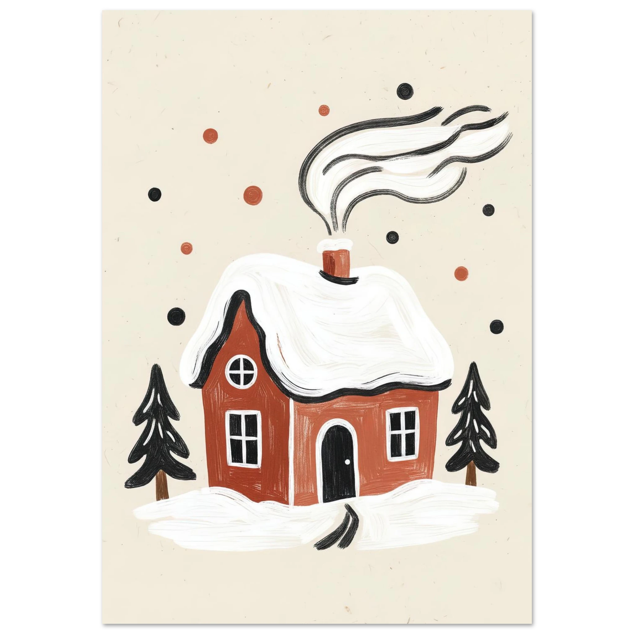 Cabaña Invernal lámina impresa decorativa