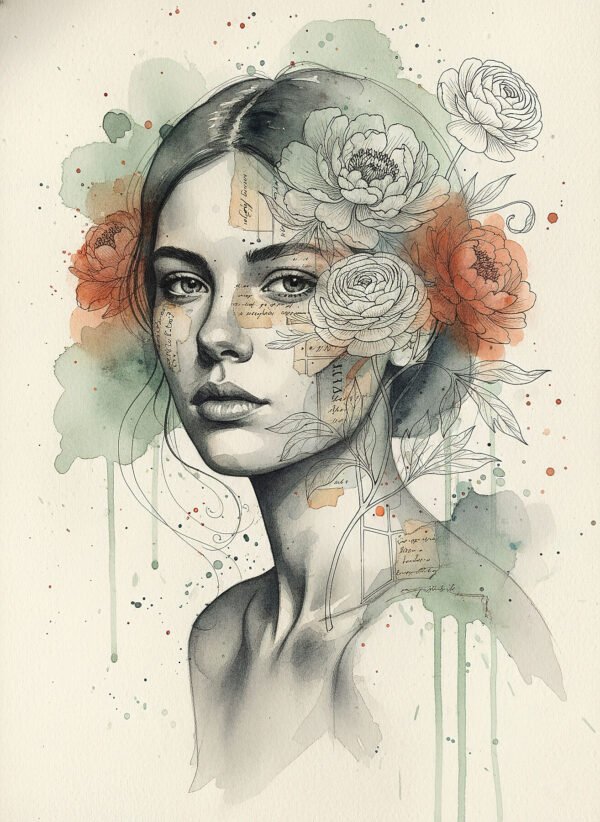 Naturaleza Oculta - Retrato Íntimo con Elementos Florales