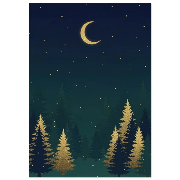 Bosque Dorado Nocturno lámina impresa decorativa