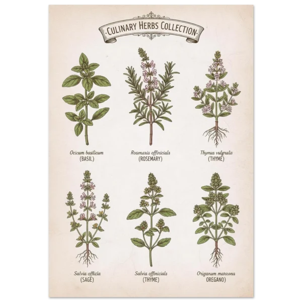 Hierbas de Cocina lámina decorativa impresa